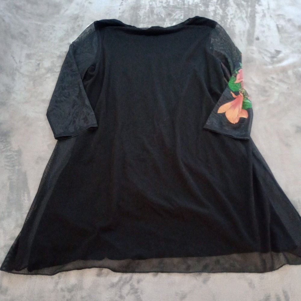 Desigual Womens‎ Floral Tunic Top Size Medium 3/4 Sleeve Boho Artsy Fairycore - Picture 5 of 16